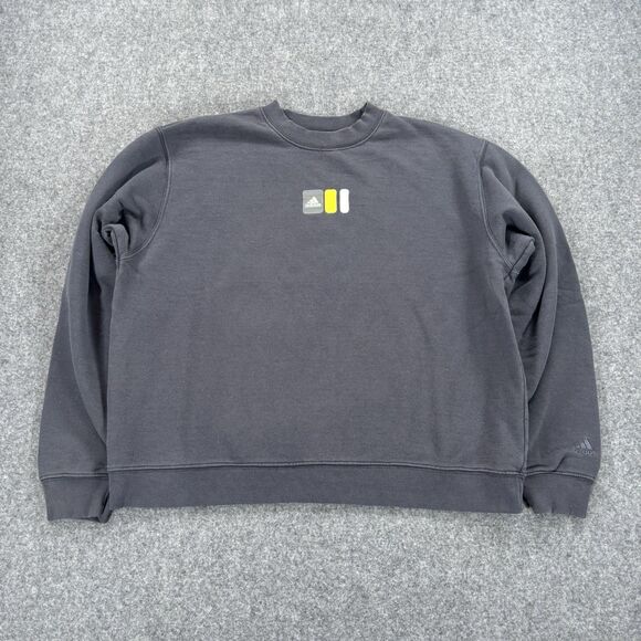 Vintage 90s Adidas Sweatshirt Large Gray Crewneck Sweater Long Sleeve Boxy - Picture 1 of 9